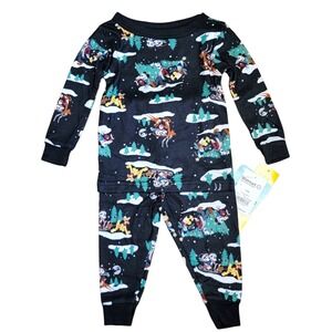 Disney Mickey Mouse Christmas Pajamas Boys Sz 12M 2 Pc Minnie Goofy Pluto Donald